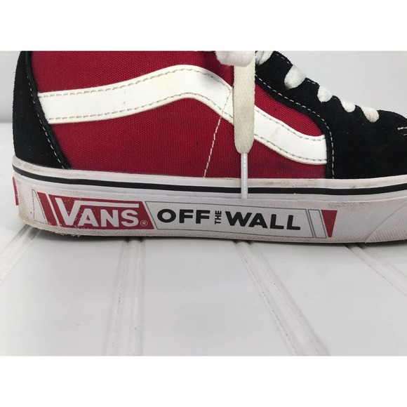 Vans Off The Wall Red White Black Sk8-Hi Skateboard Sneaker Men's Size 7 - Picture 4 of 10